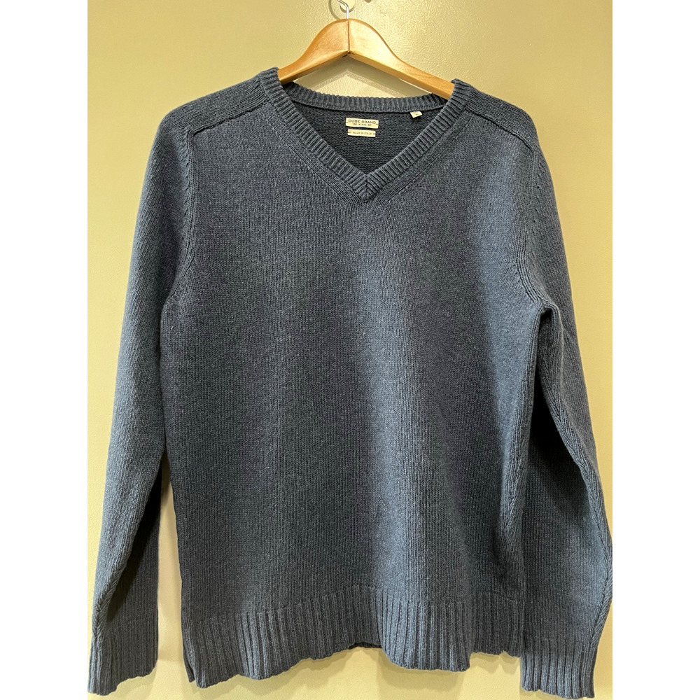 OOBE Brand Men's Crew Neck Blue Merino Wool Sweater Italian Craftsmanship -XL